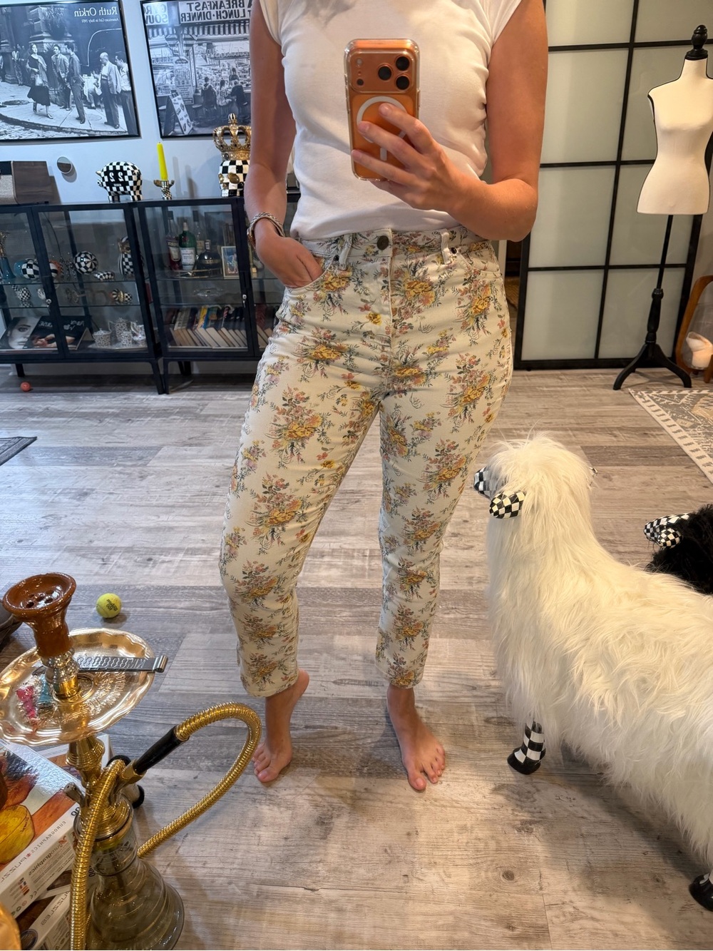 Urban Outfitters Stretchy Skinny Jeans with Yellow & Pink Floral Print 27